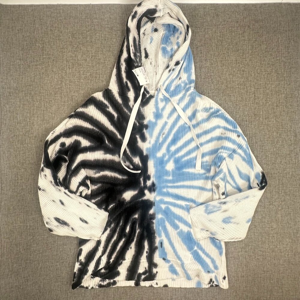 NEW Style & co Unisex Tie Dye‎ Hoodie Sweater Small Relaxed Fit long Sleeve Blue